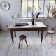 Solid oak farmhouse table with integrated extensions 1950