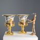 Pair of antique painted and decorated porcelain vases, France, 19th century.