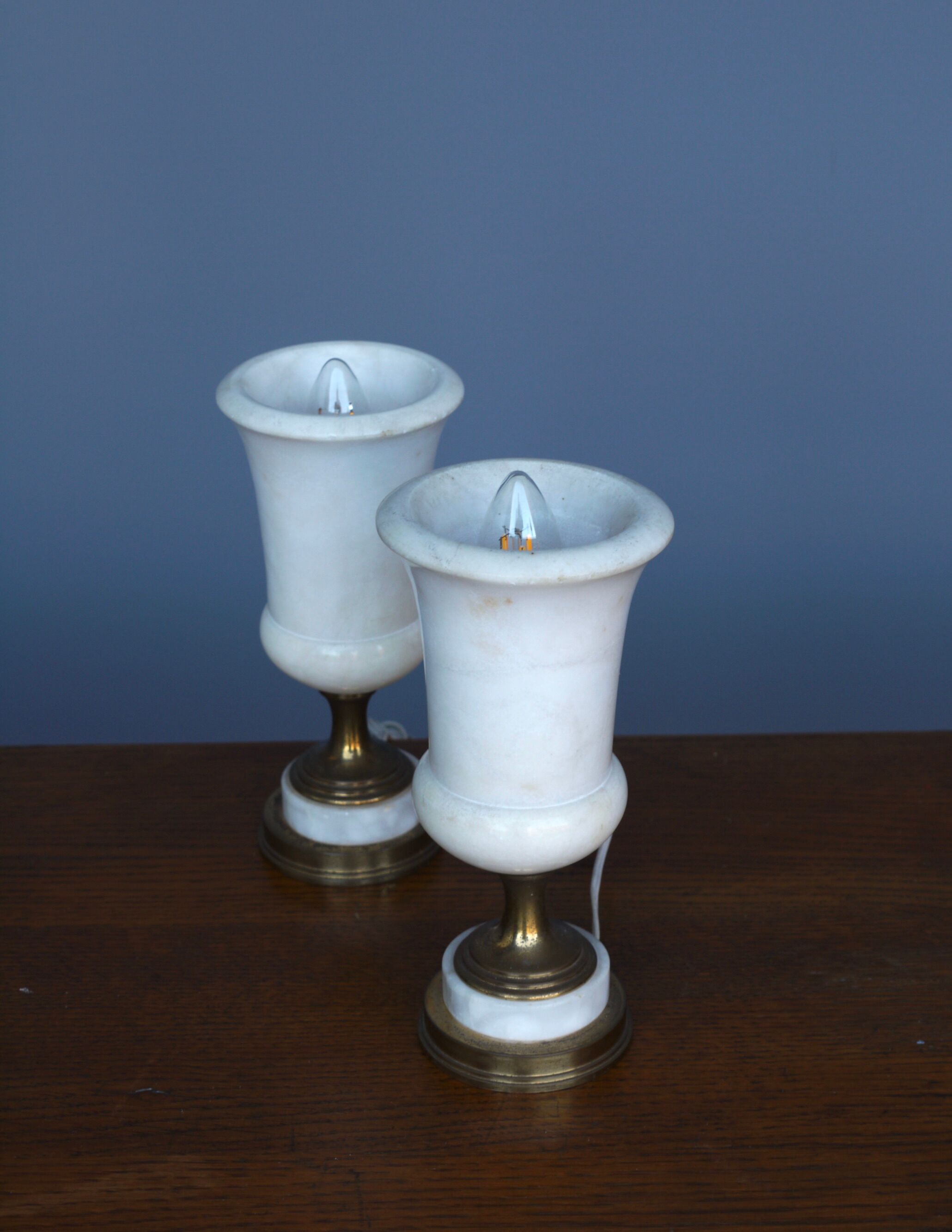 Lampes de table torchères en albâtre, années 1950, lot de 2