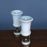 Lampes de table torchères en albâtre, années 1950, lot de 2