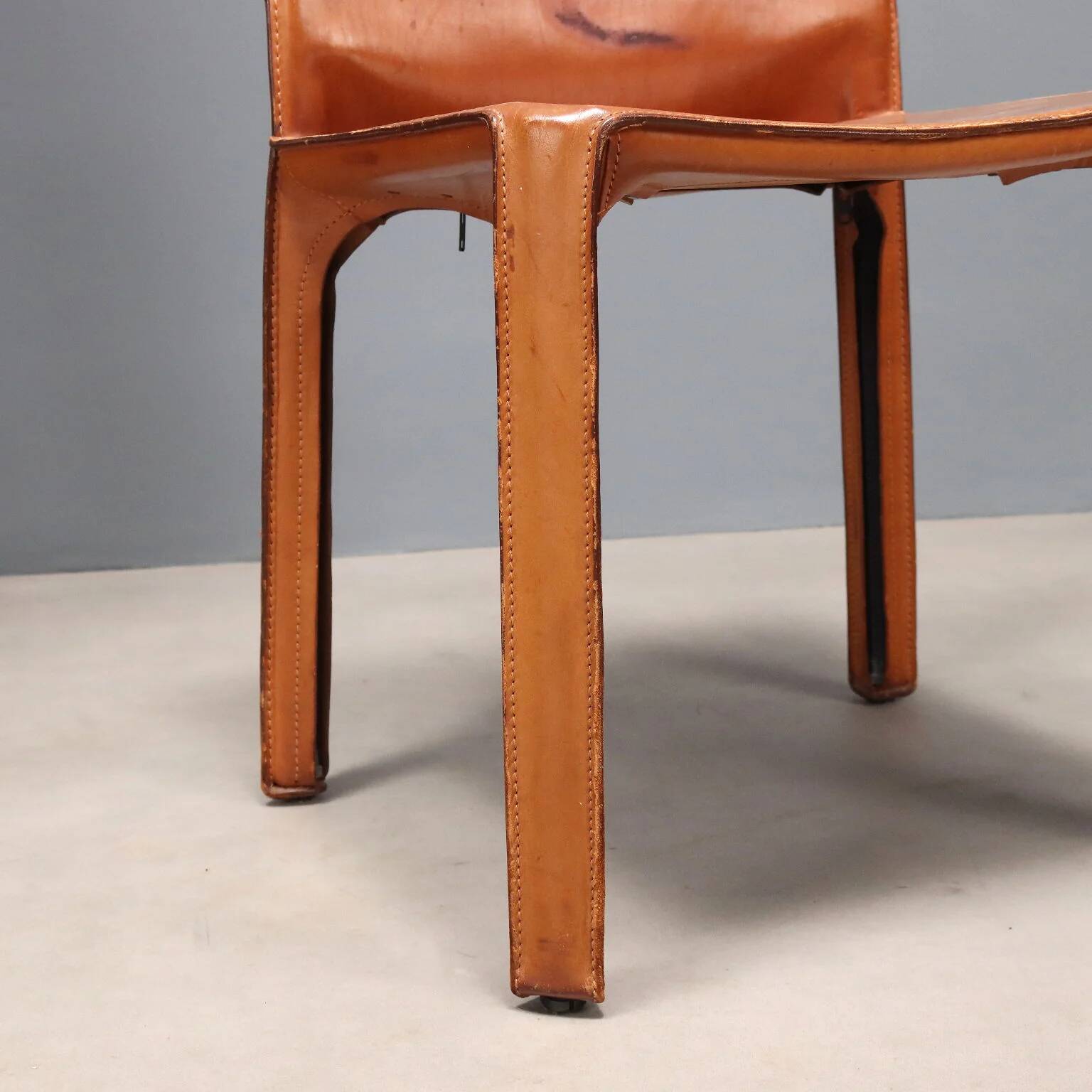Cassina Cab 412 chairs designed by Mario Bellini in leather, Italy, 1980s.