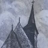 Alexandru Gogilea - "Acquaforte" Wooden Church - 20x20 cm