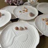 10 Assiettes plates vintage forme poisson