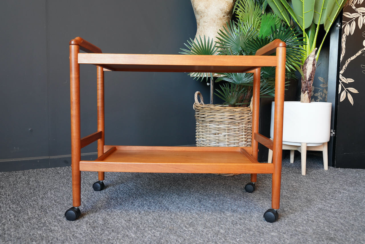 Mid century danish vintage hostess serving drinks trolley in teak