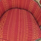 Pair of Louis XVI style bergère armchairs, antique.