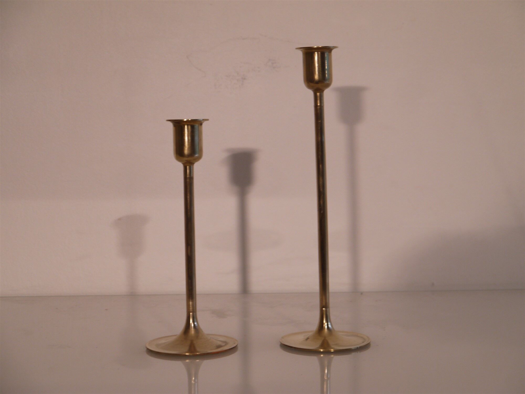Scandinavian candlesticks pair brass 1960