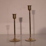 Scandinavian candlesticks pair brass 1960