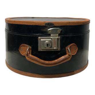 Travel trunk black leather hat