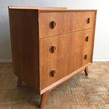 Compass foot chest of drawers in light oak from the 1960s
