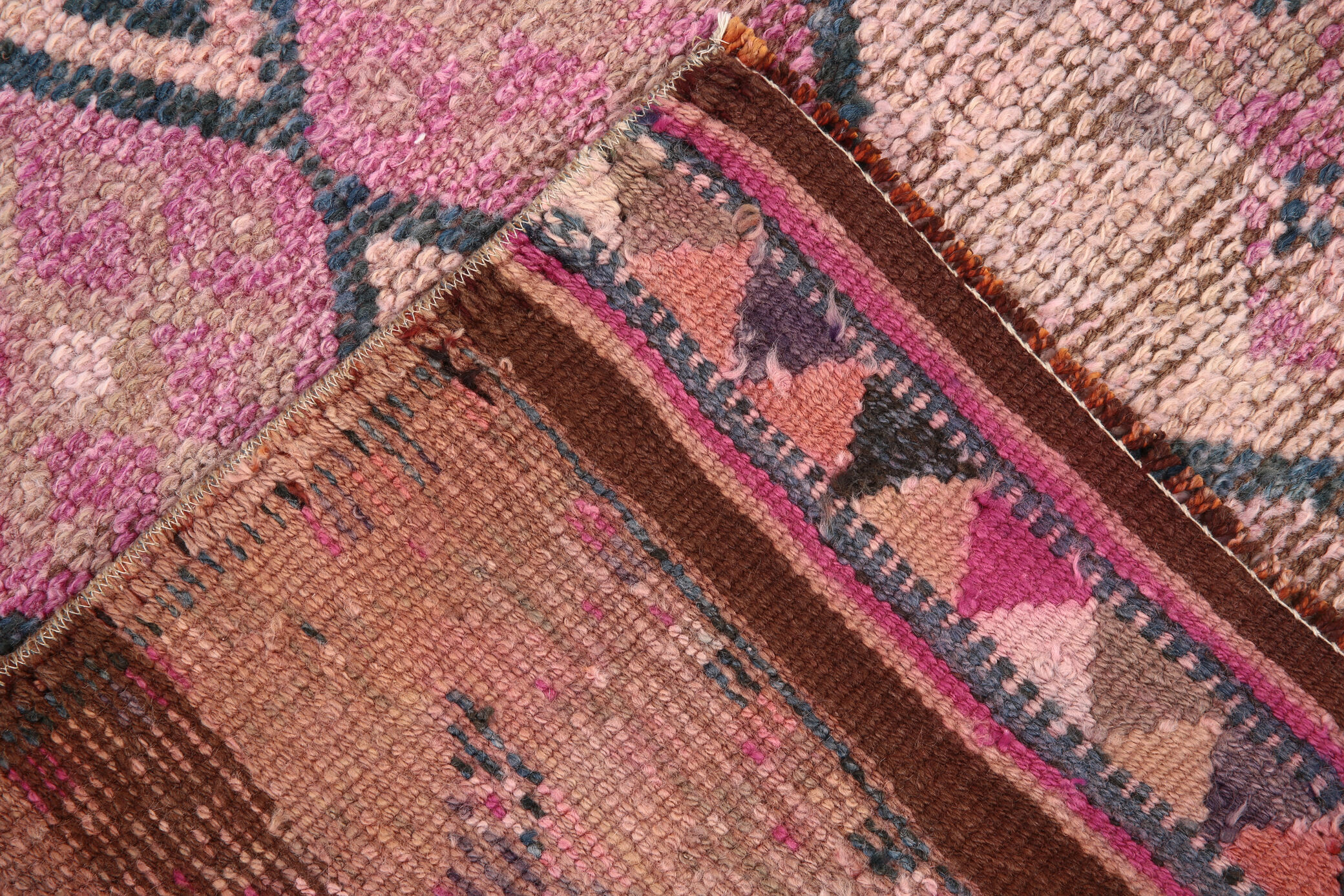 Navy blue & pink runner rug 83x380cm