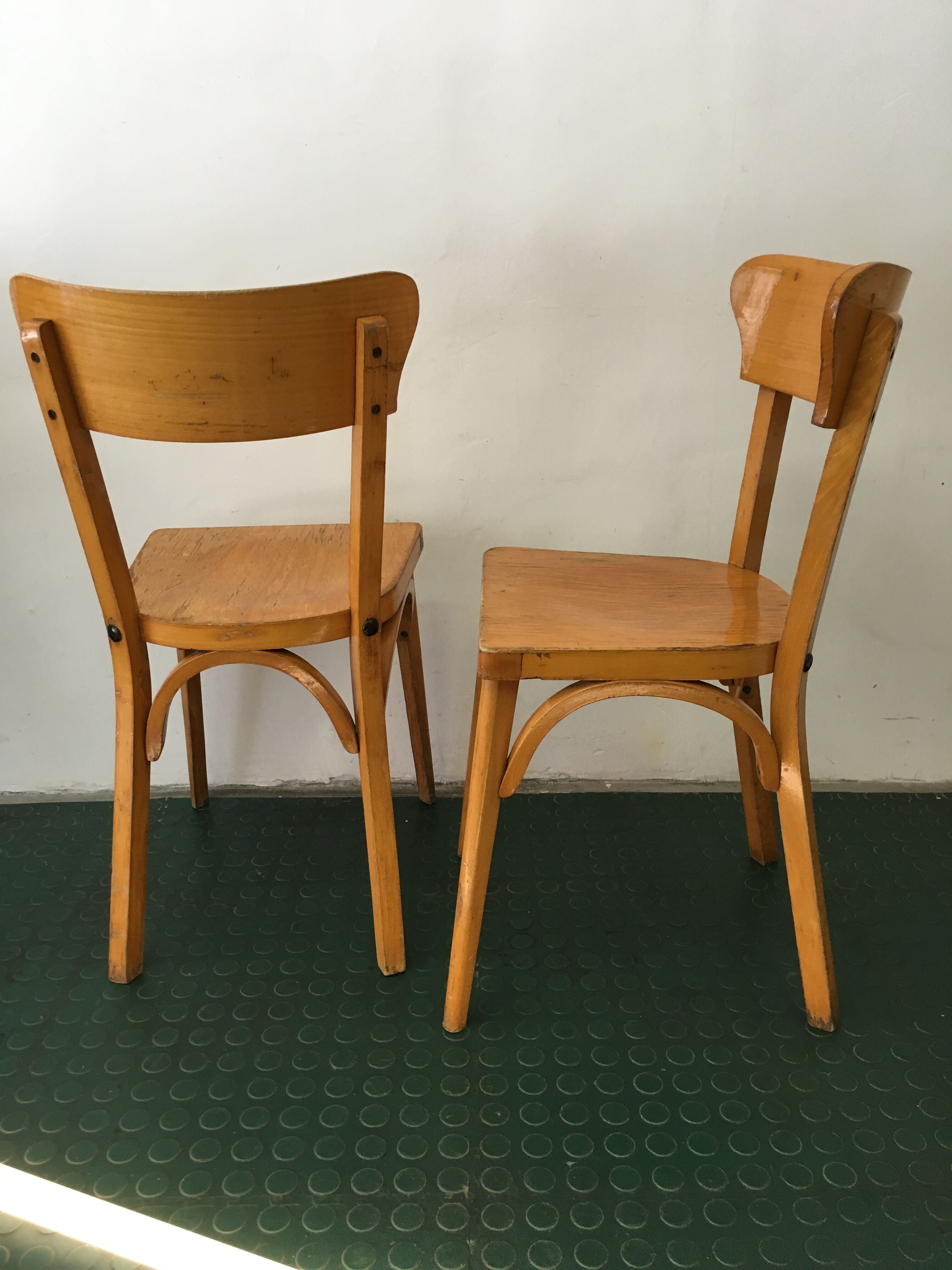 Pair of chaises bistrot vintage wood