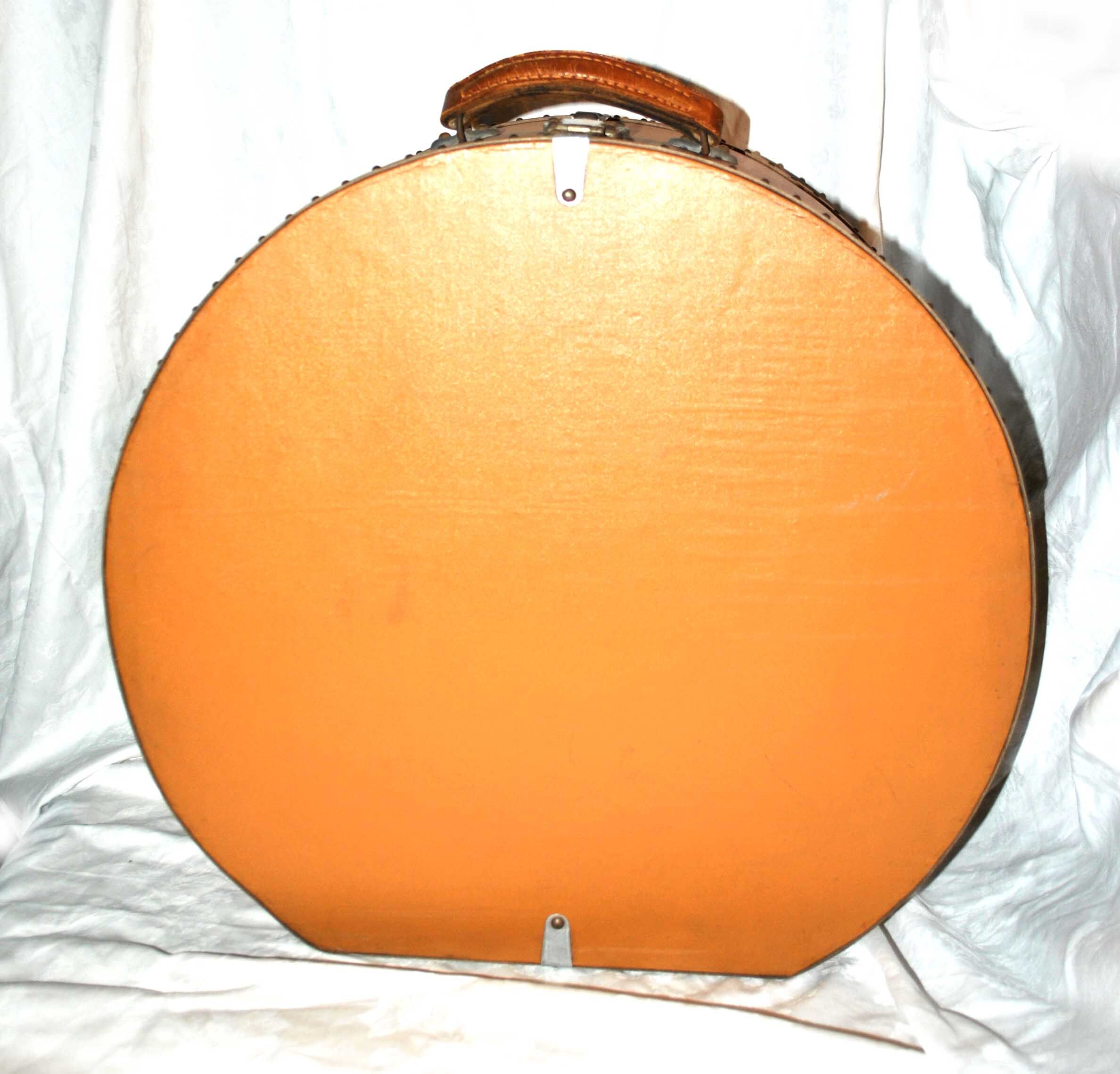 Boite à chapeau vintage beige caramel 1920-1930