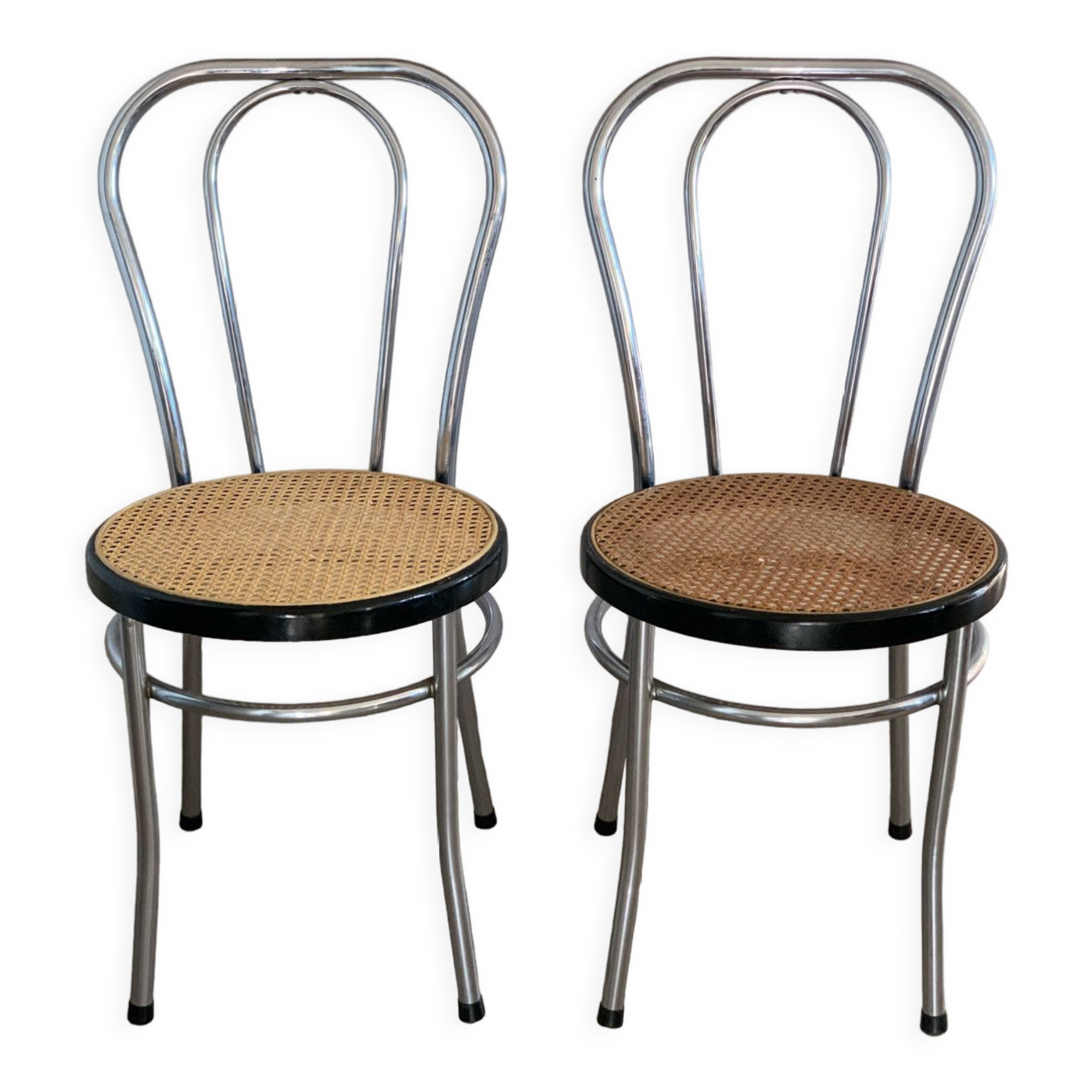 Chrome and cane bistro chairs