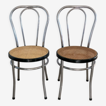 Chrome and cane bistro chairs