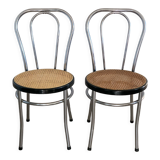 Chaises bistrot chrome et cannage