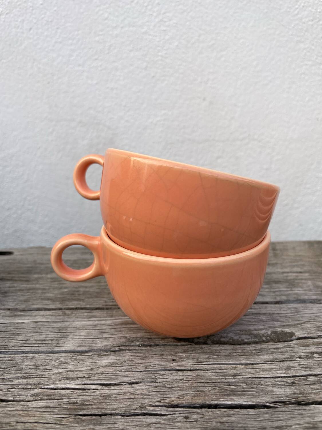 4 salmon ceramic tea or coffee cups