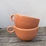 4 salmon ceramic tea or coffee cups