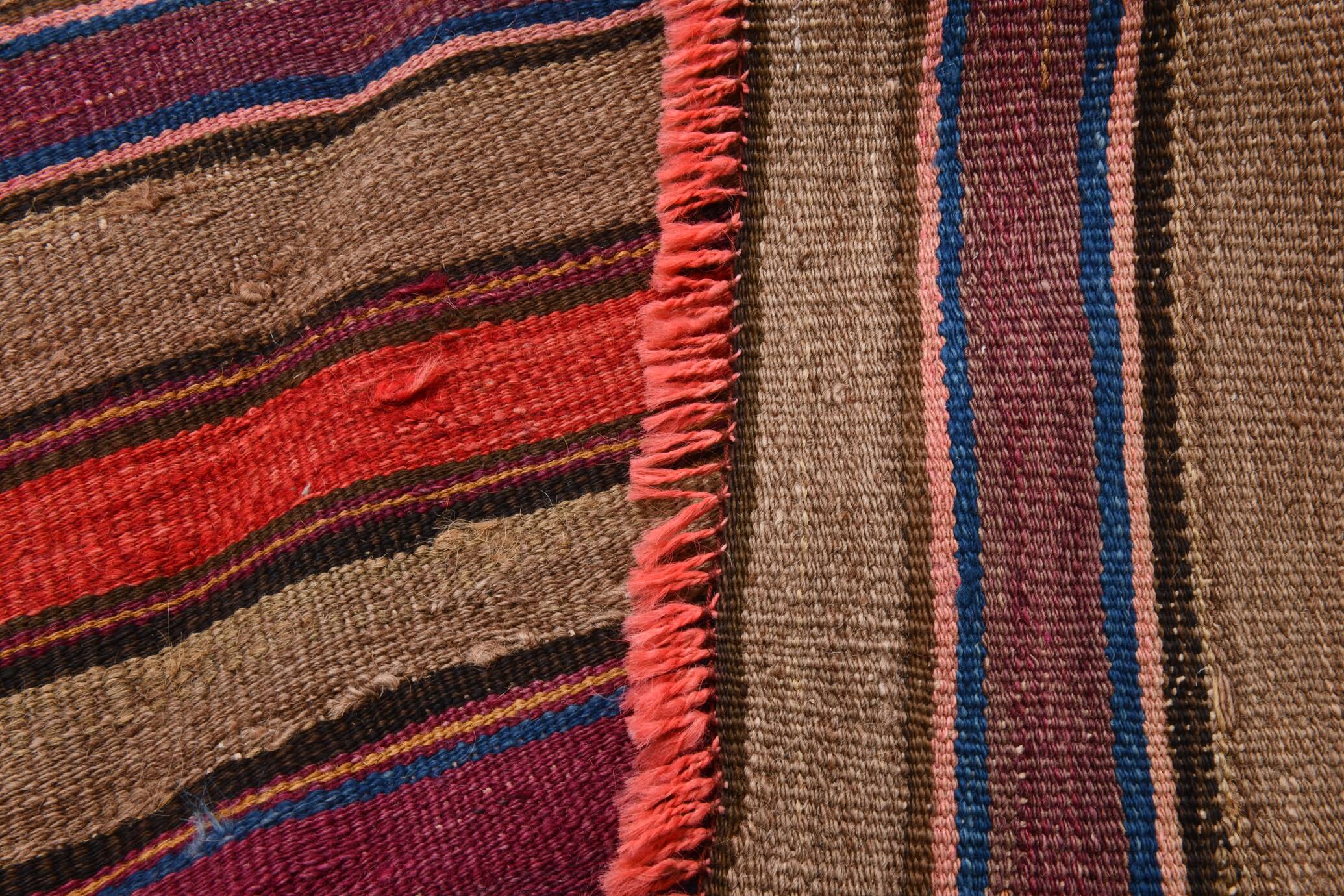 Burgundy & Brown Vintage Kilim Rug, 140x214Cm