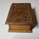 Small antique wooden chest / box with engraving