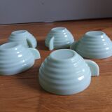 5 pale green Art Deco opaline cups