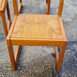 Set of 8 chairs in elm and straw by Maison Regain