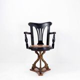Chaise de paquebot en chêne teinté noir du 19e siècle