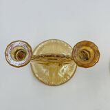 Pair of Empoli amber glass chandeliers in Art Deco style