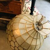Mother-of-pearl chandelier and brass shape flower 70s