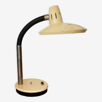 Lampe de table de bureau en métal beige moderne du milieu du siècle, années 1960