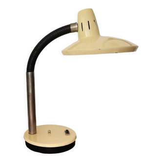 Mid-century modern beige metal gooseneck work desk table lamp, 1960s