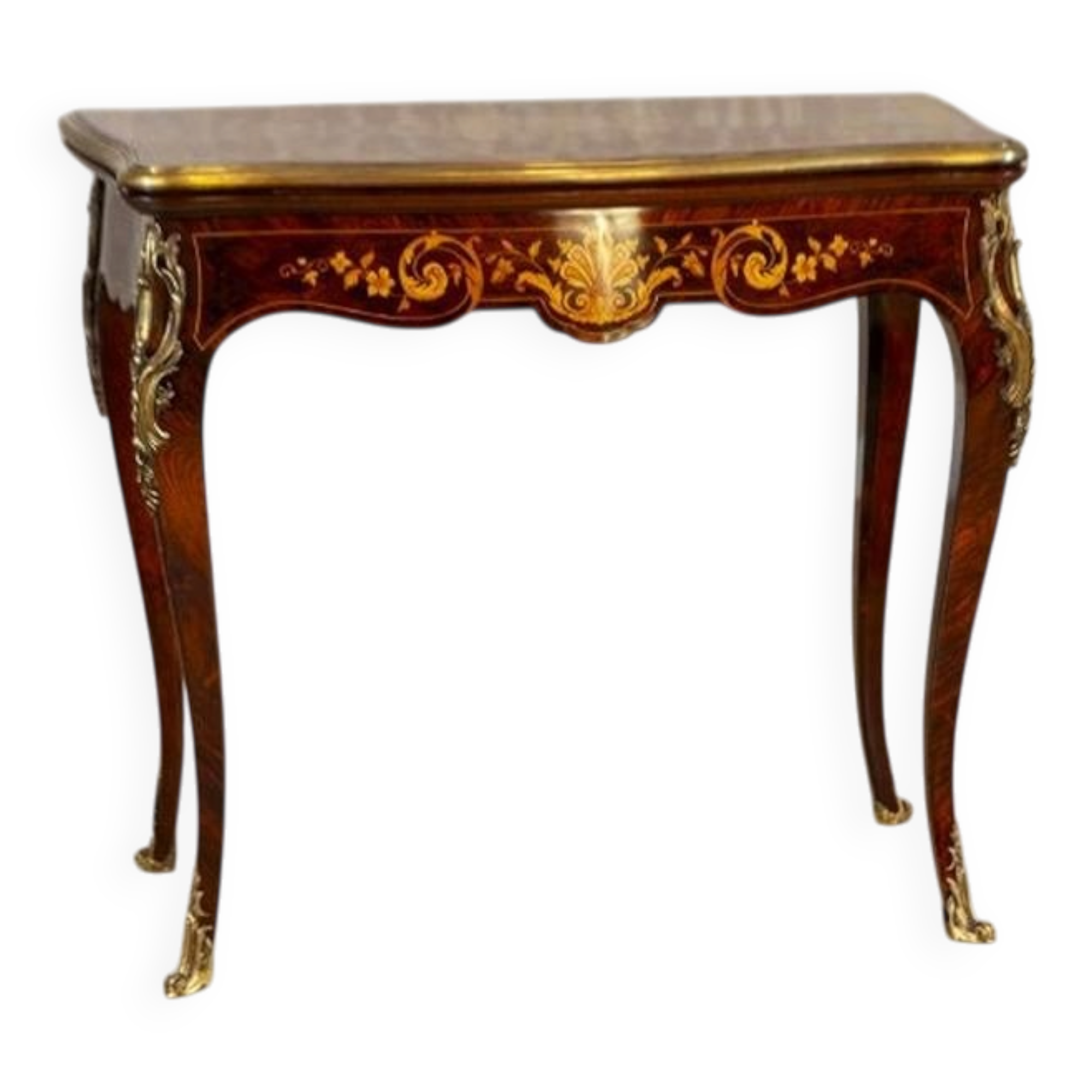 19th Century Inlaid Card Table Lined with Green Fabric