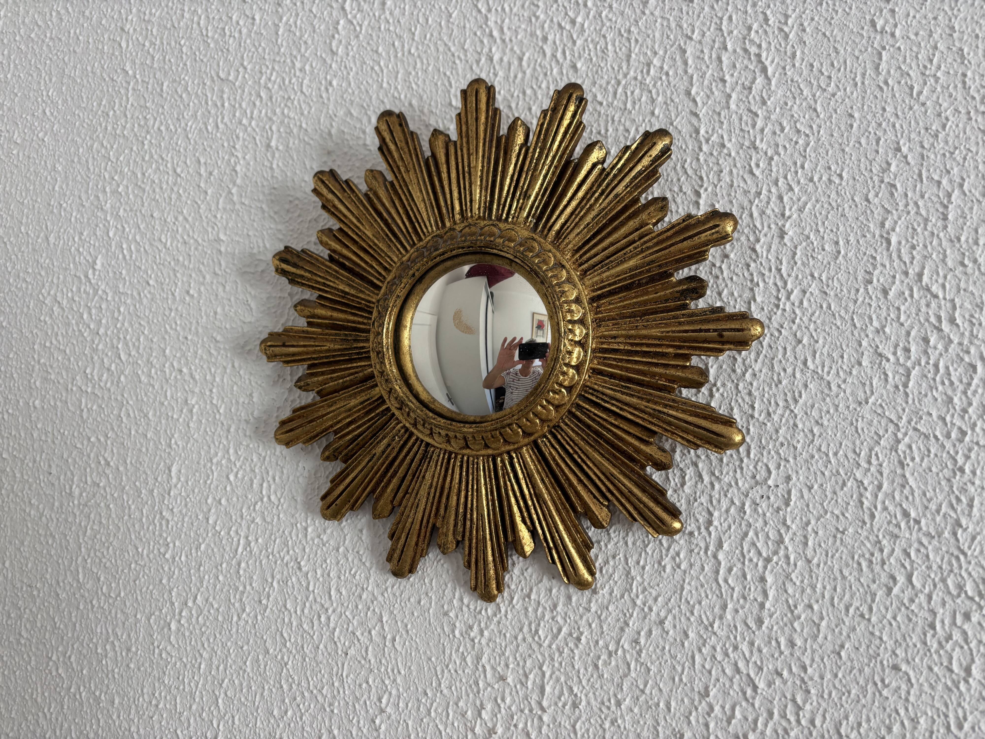 Vintage 1960s sun mirror witch's eye gold - 26 cm