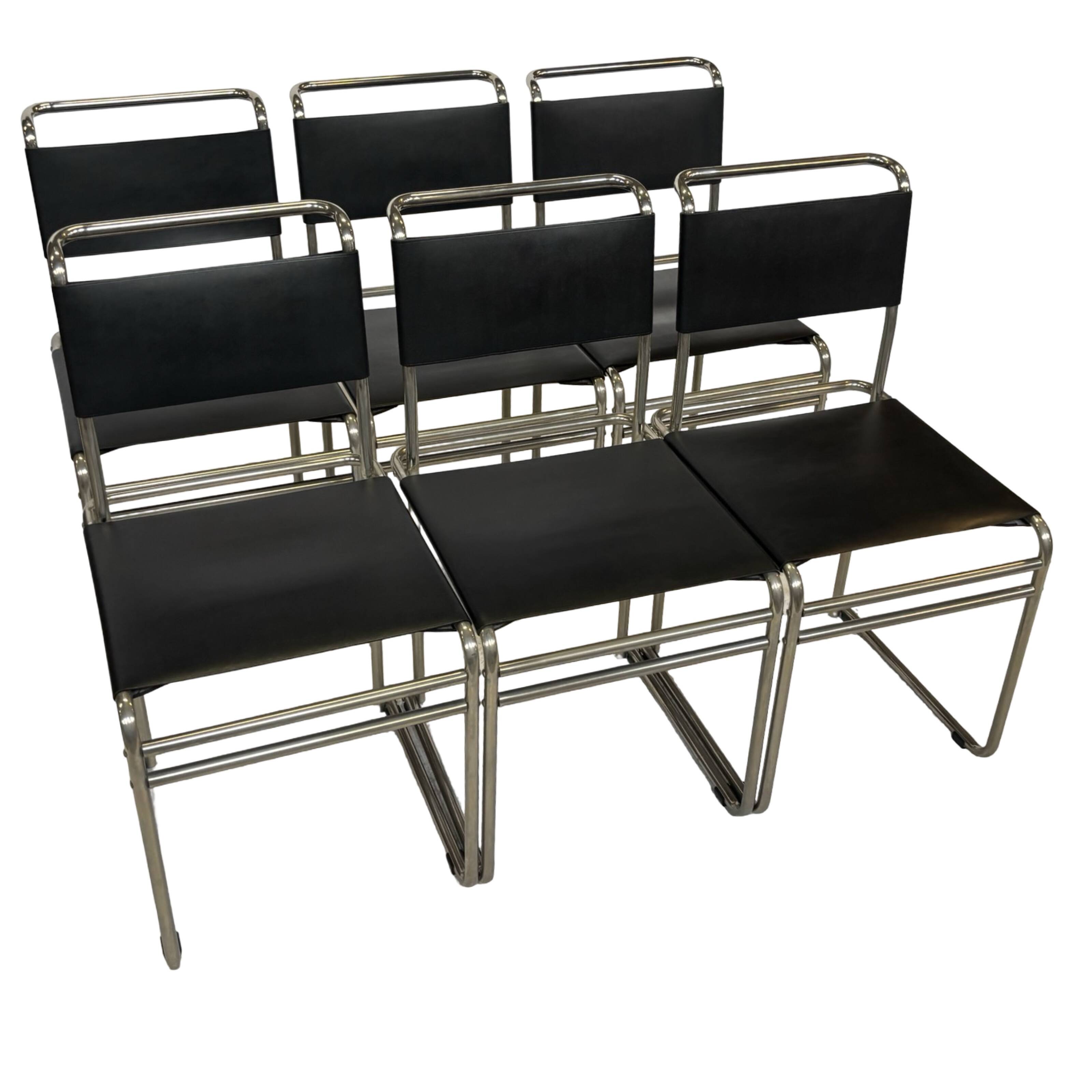 Set of 6 B5/B40 Chairs with Tubular Frame attributed to Marcel Breuer