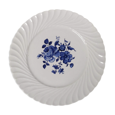 Assiette plate Keller & Guérin décor fleur bleue