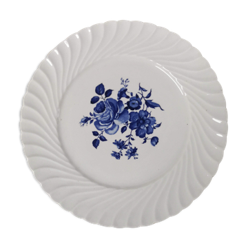 Assiette plate Keller & Guérin décor fleur bleue