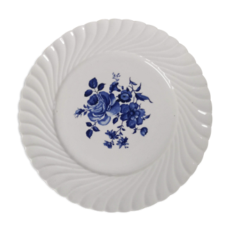 Assiette plate Keller & Guérin décor fleur bleue