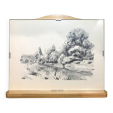 Drawing under glass