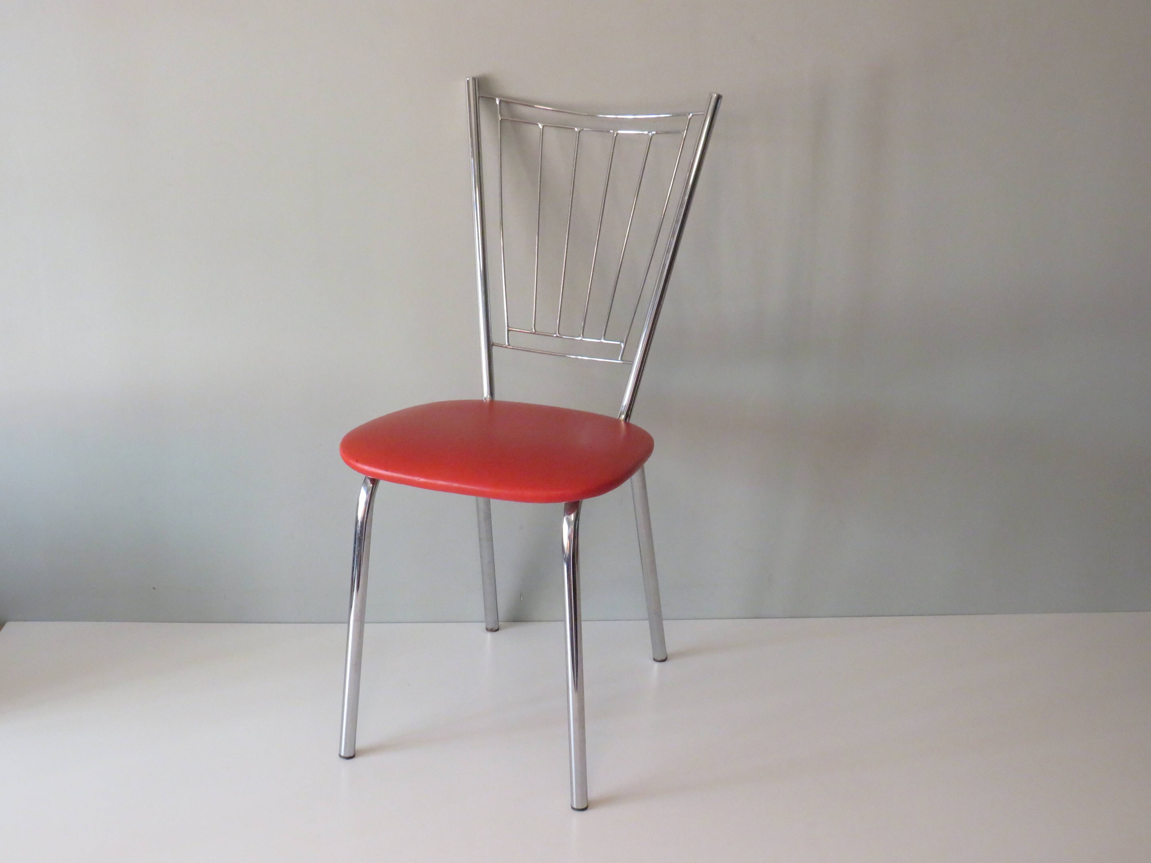 Ensemble de 4 chaises de salle à manger ou de cuisine happy orange, Allemagne 1960
