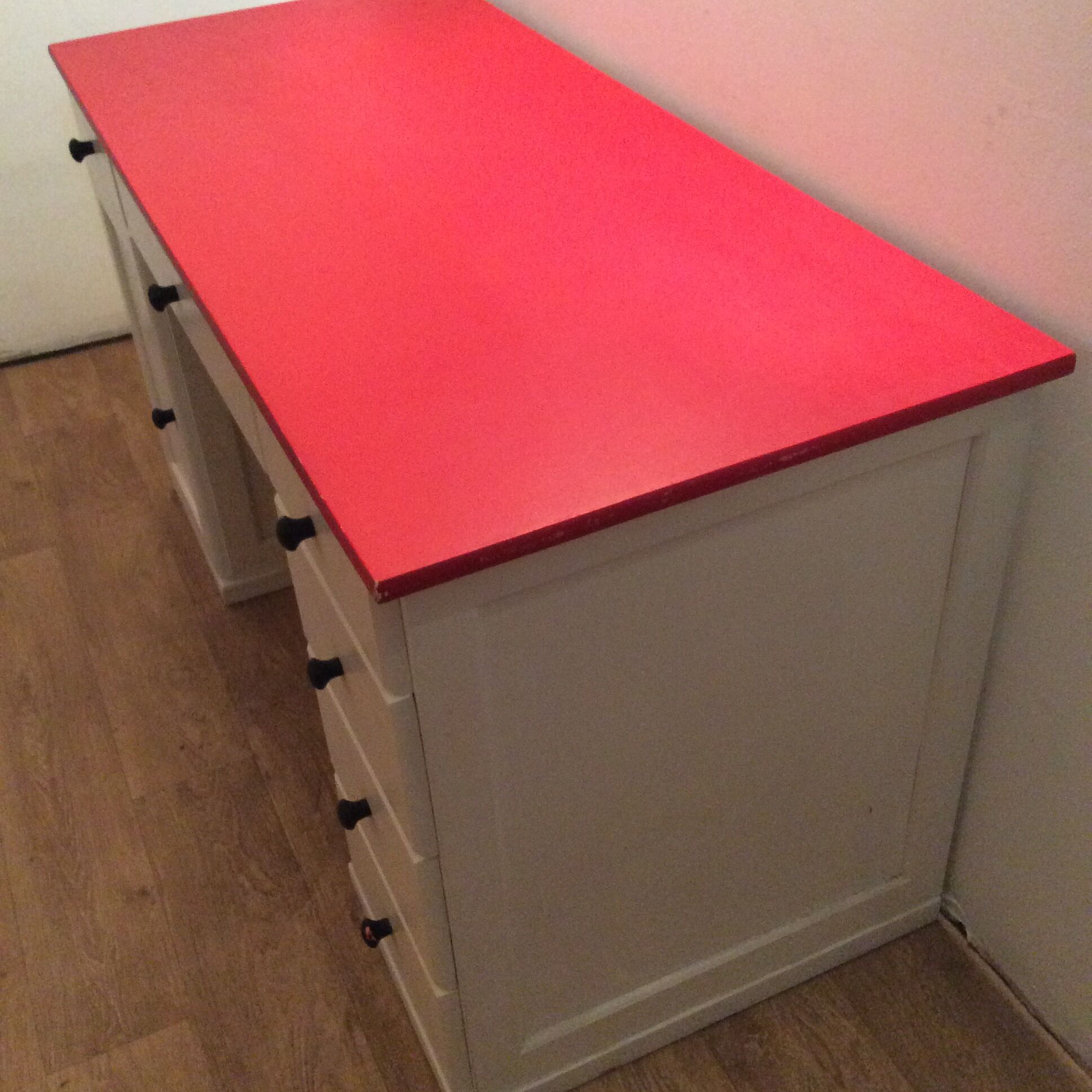 Coffered desk of the 70s in solid wood