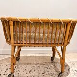 Vintage rattan doll basket