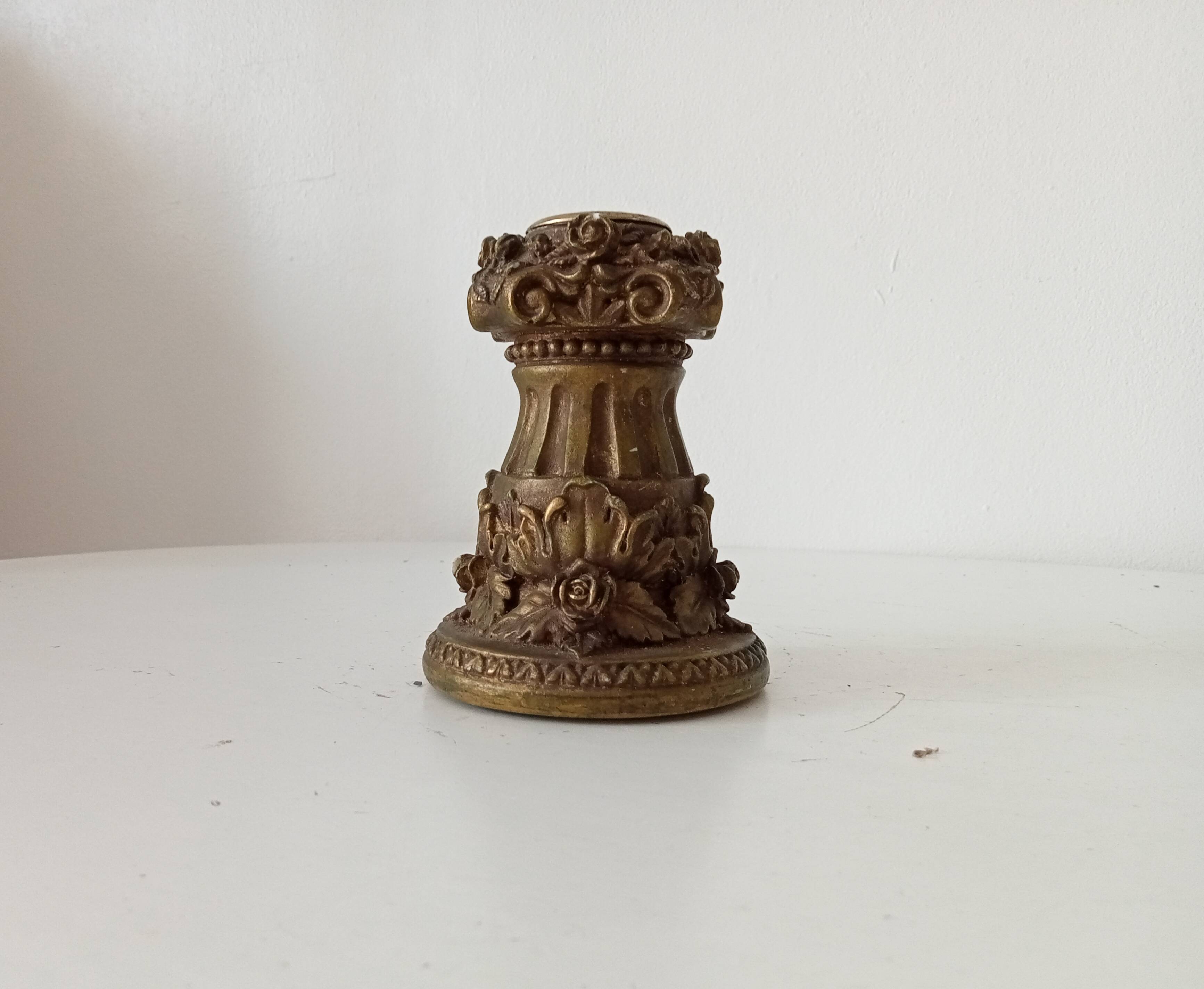 Vintage candlestick Gargoyles studio in golden resin
