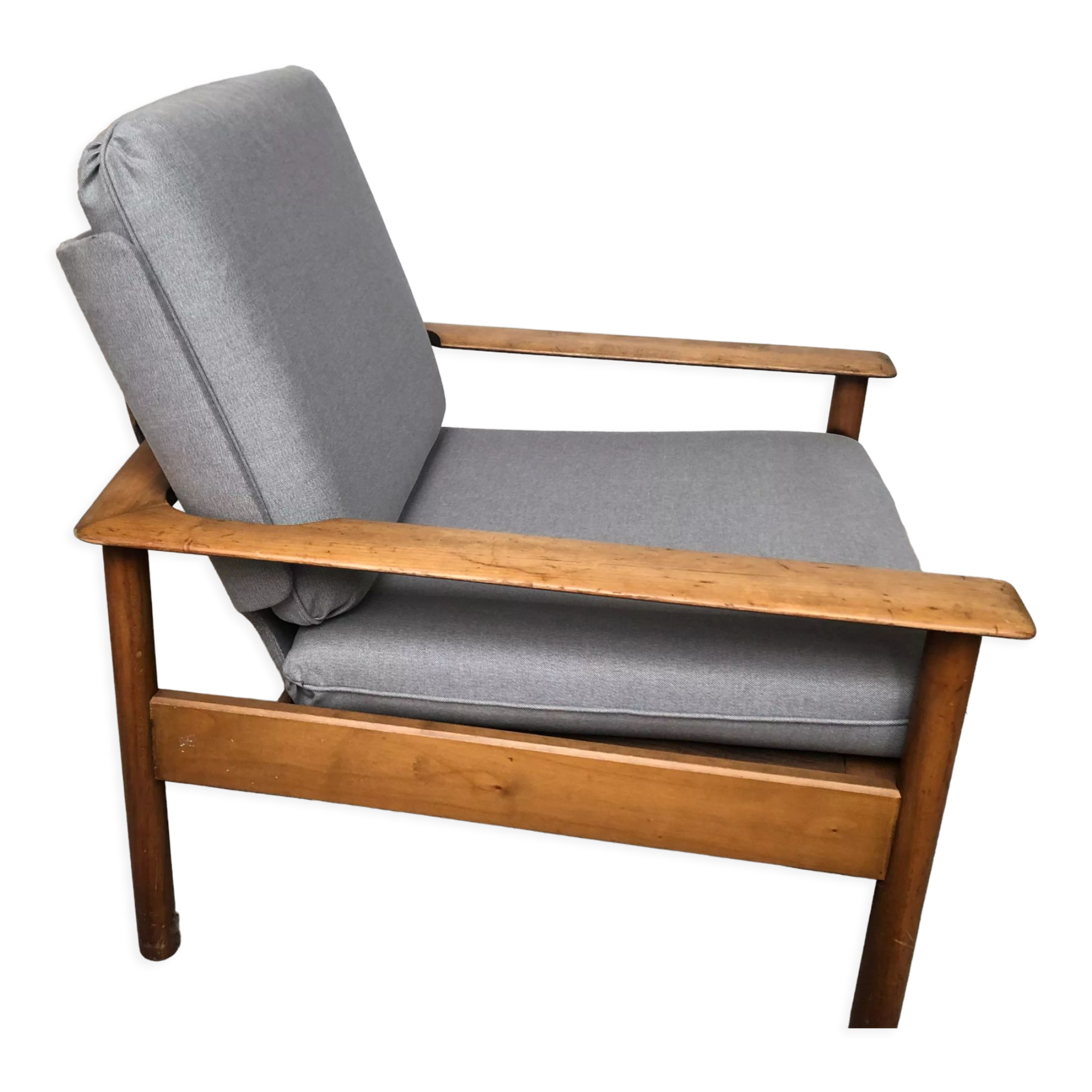 Scandinavian armchair in gray fabric from the 60s