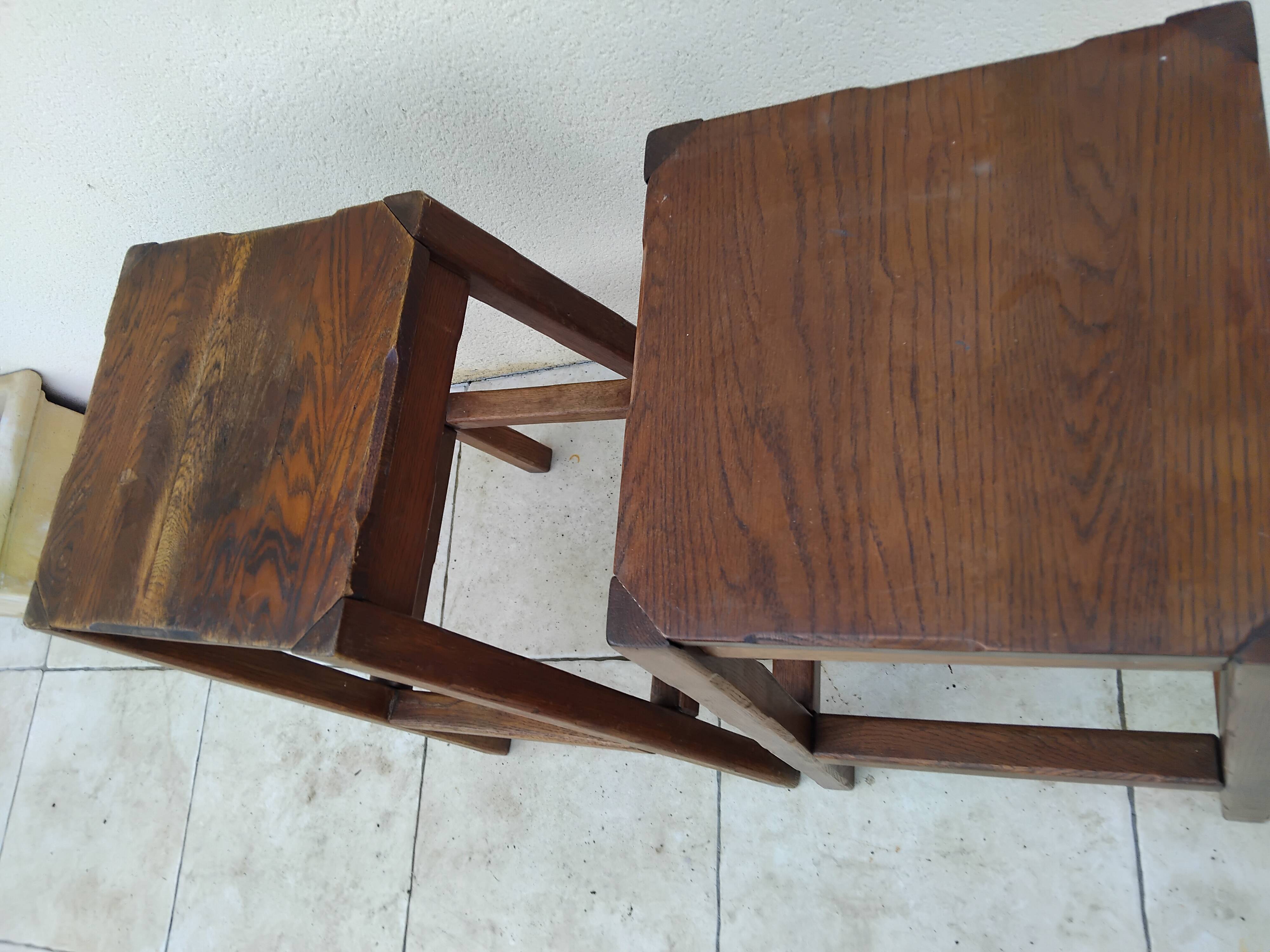 Pair of vintage oak stools