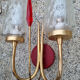 Pair of double fire wall lamps, vintage, 50/60s