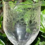 6 Large glasses 1/2 guilloché crystal – Art Nouveau