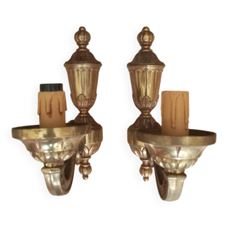 Paire d'appliques en bronze