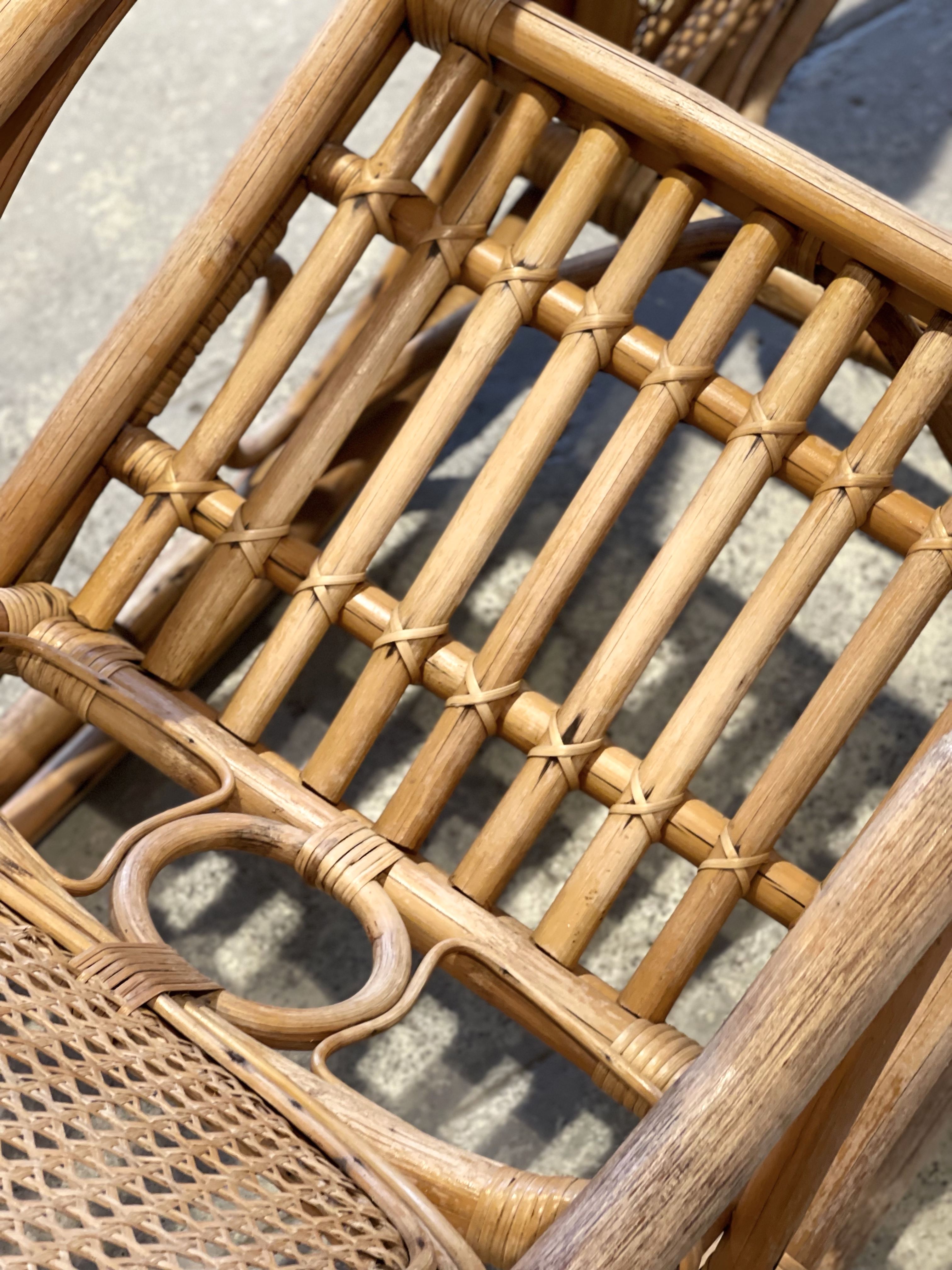 XXL vintage rattan garden armchair or deck chair