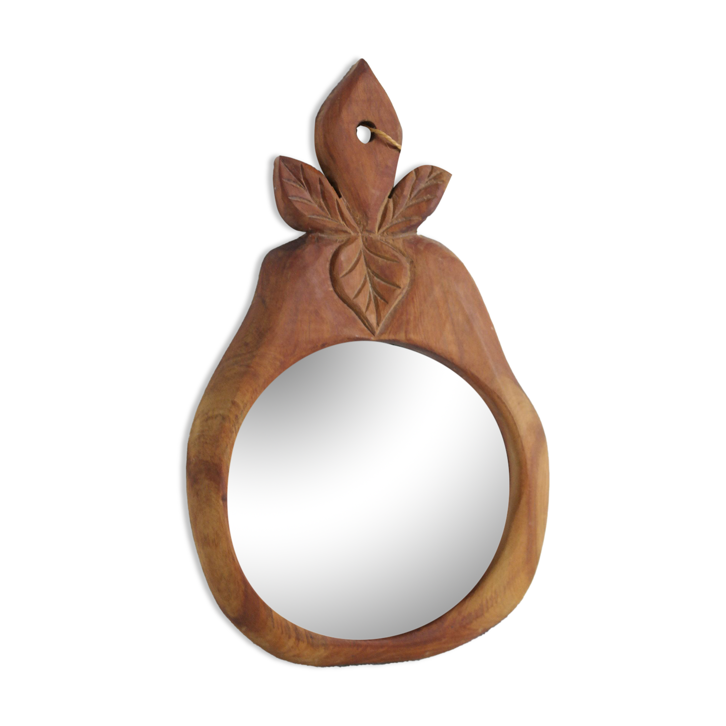 Vintage mahogany wood mirror handmade pear shape