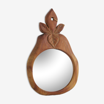 Vintage mahogany wood mirror handmade pear shape