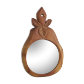 Miroir vintage en bois d'acajou forme poire artisanal